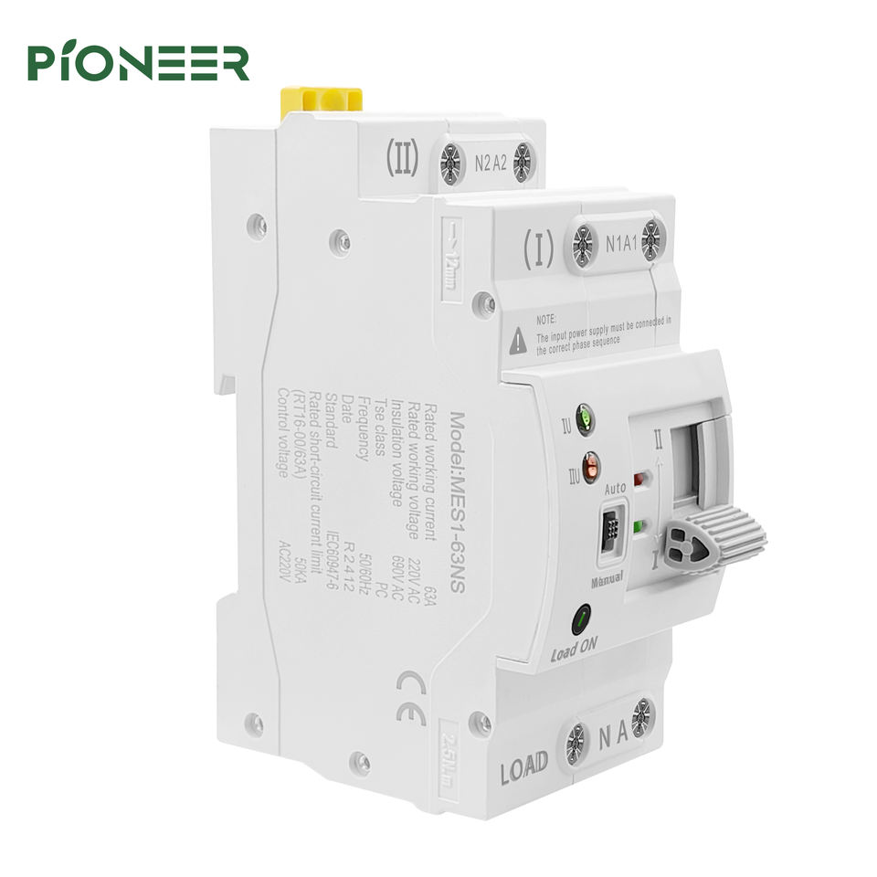 63A 2P Dual-Power Automatic Transfer Switch - DIN Rail, 230V AC, Single Phase