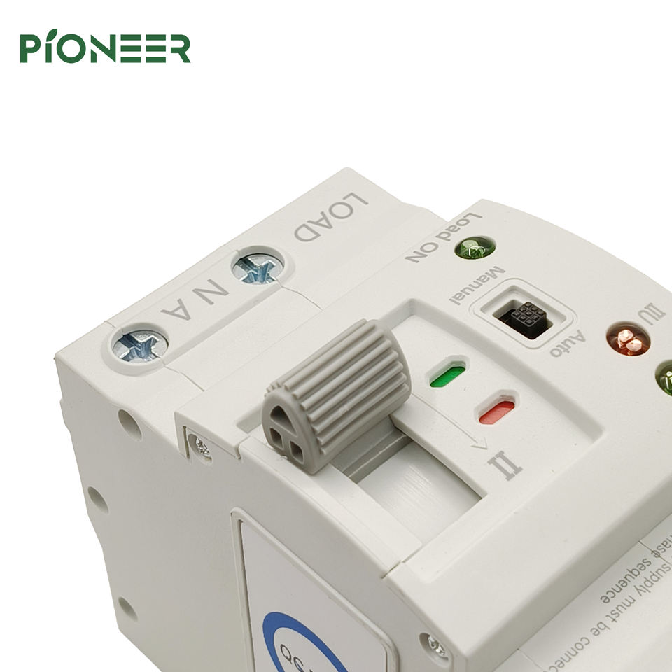 2-Pole 63A DIN Rail Dual Power Automatic Transfer Switch for Solar Systems