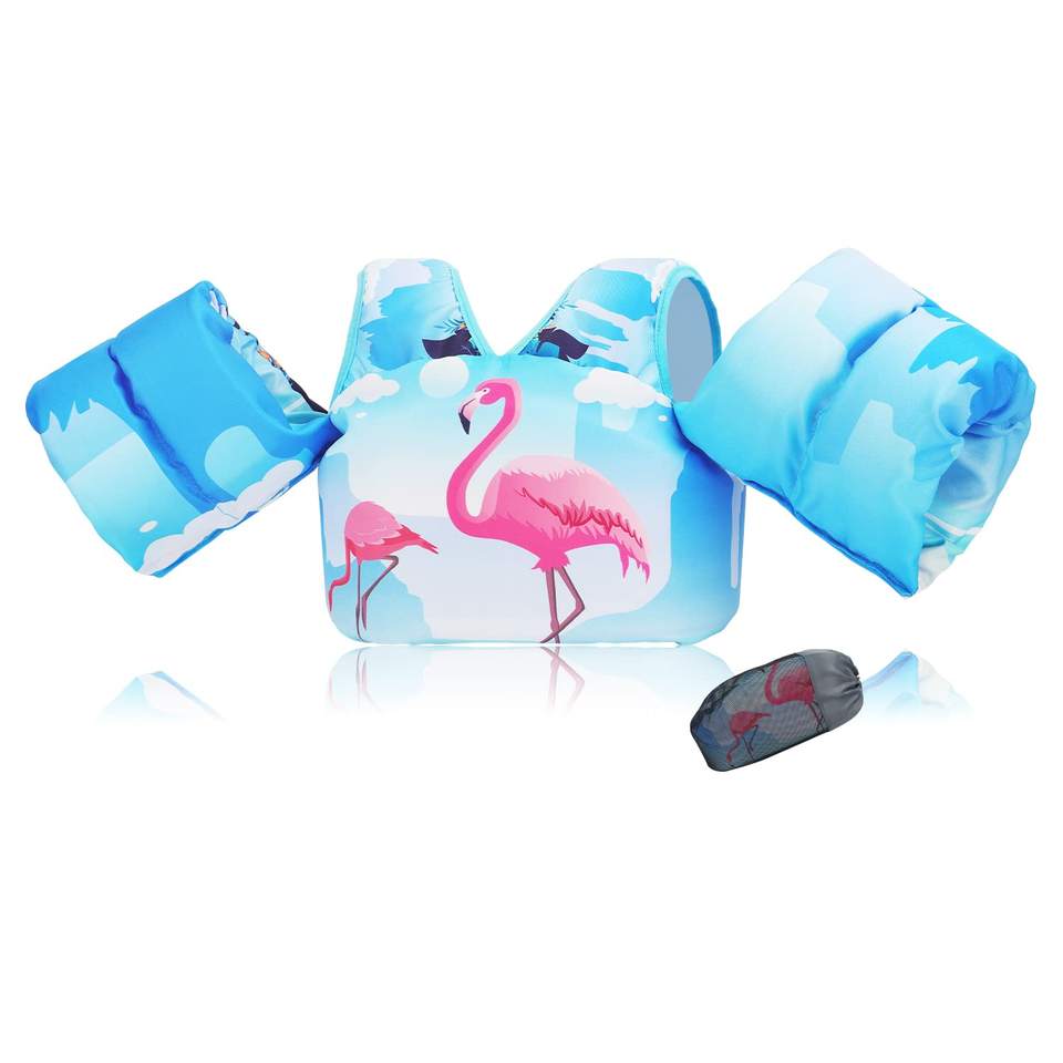 Custom Flamingo Kids Swim Vest | Neoprene Life Jacket with Adjustable Buckle