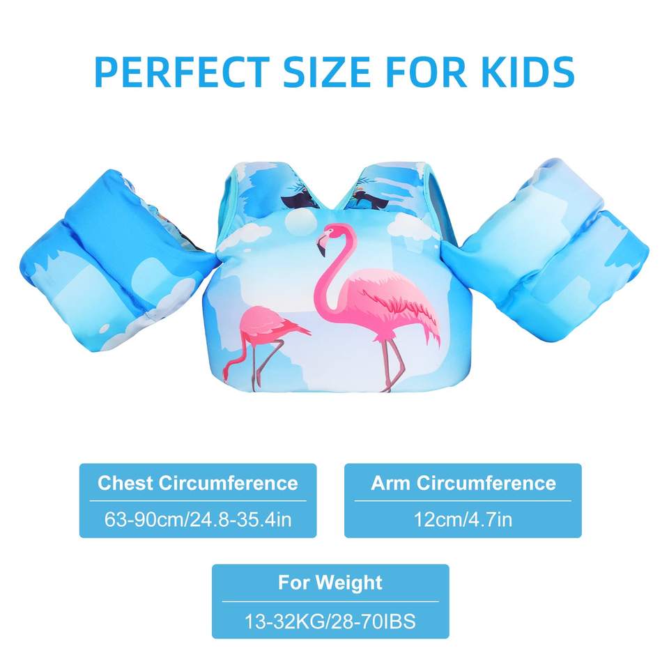 Custom Flamingo Kids Swim Vest | Neoprene Life Jacket with Adjustable Buckle