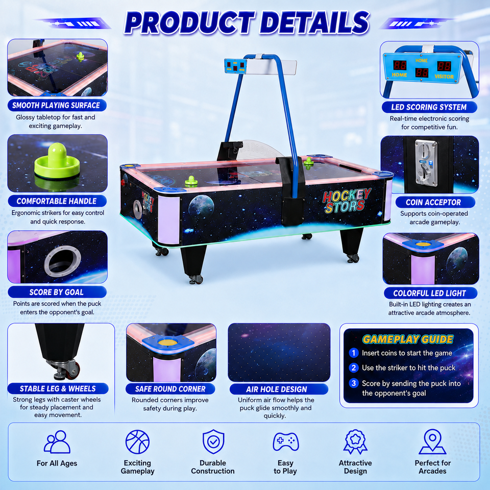 Rotating Star Coin-Operated Air Hockey Arcade Machine