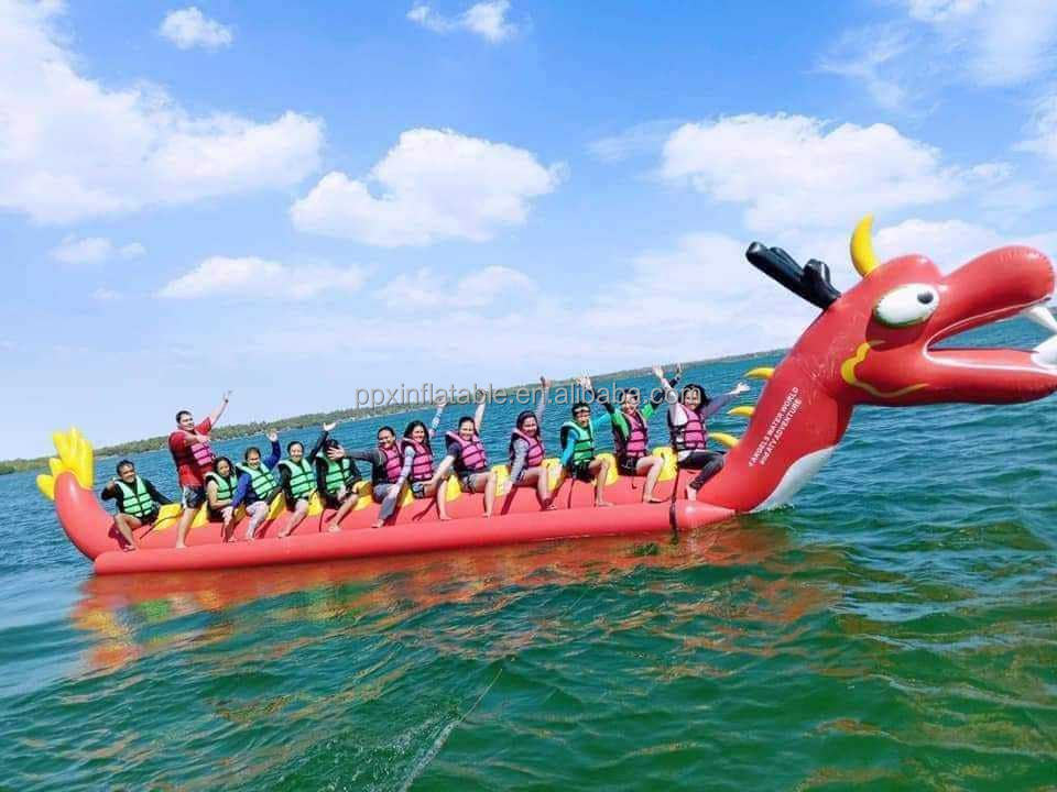Commercial Inflatable Dragon Boat Water Game | PVC Tarpaulin Towing Sports