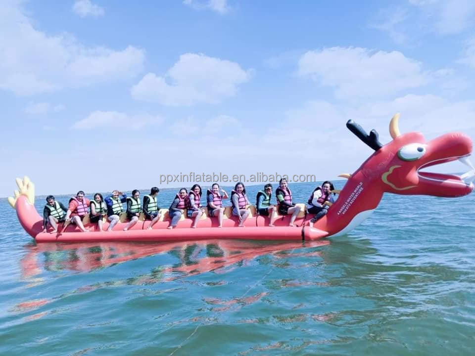 Commercial Inflatable Dragon Boat Water Game | PVC Tarpaulin Towing Sports