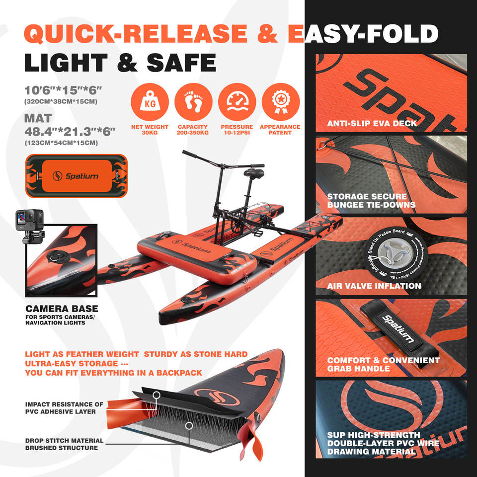 Spatium Foldable Inflatable Water Bike – Quick-Deflation PVC Sea Cycle