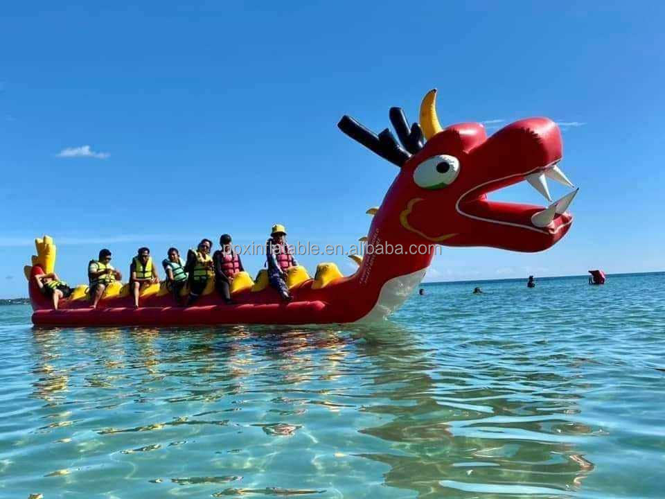 Commercial Inflatable Dragon Boat Water Game | PVC Tarpaulin Towing Sports