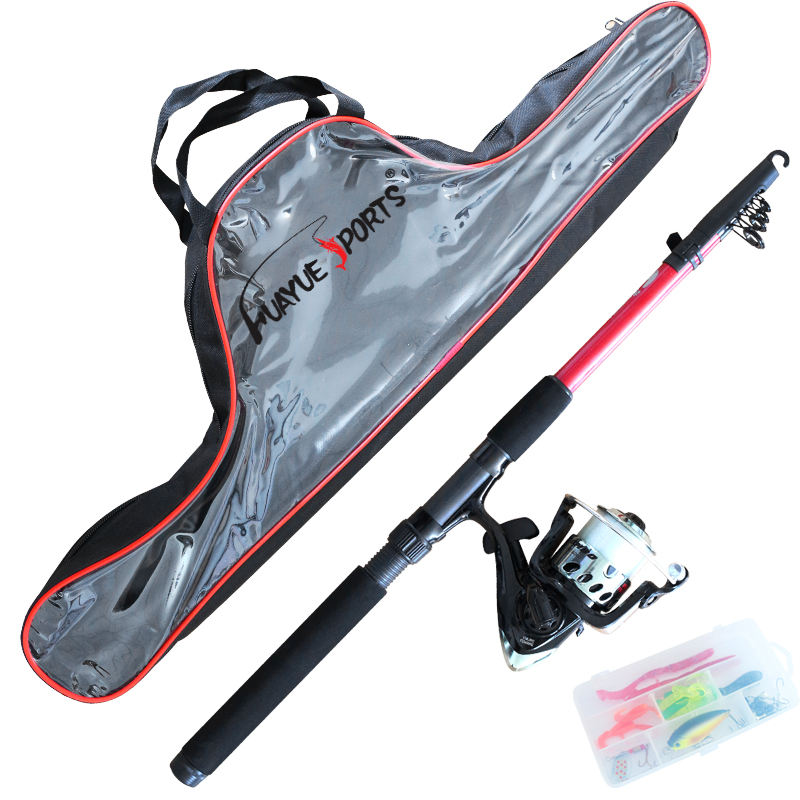 Full Kit Spinning Fishing Rod and Reel Combo - Fiberglass, 2.4m/2.7m/3.0m