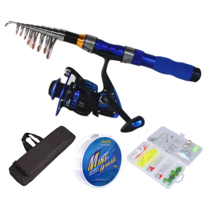 Telescopic Fishing Rod and Reel Combo Set with 35pcs Lures & Carrier Bag - Saltwater/Freshwater