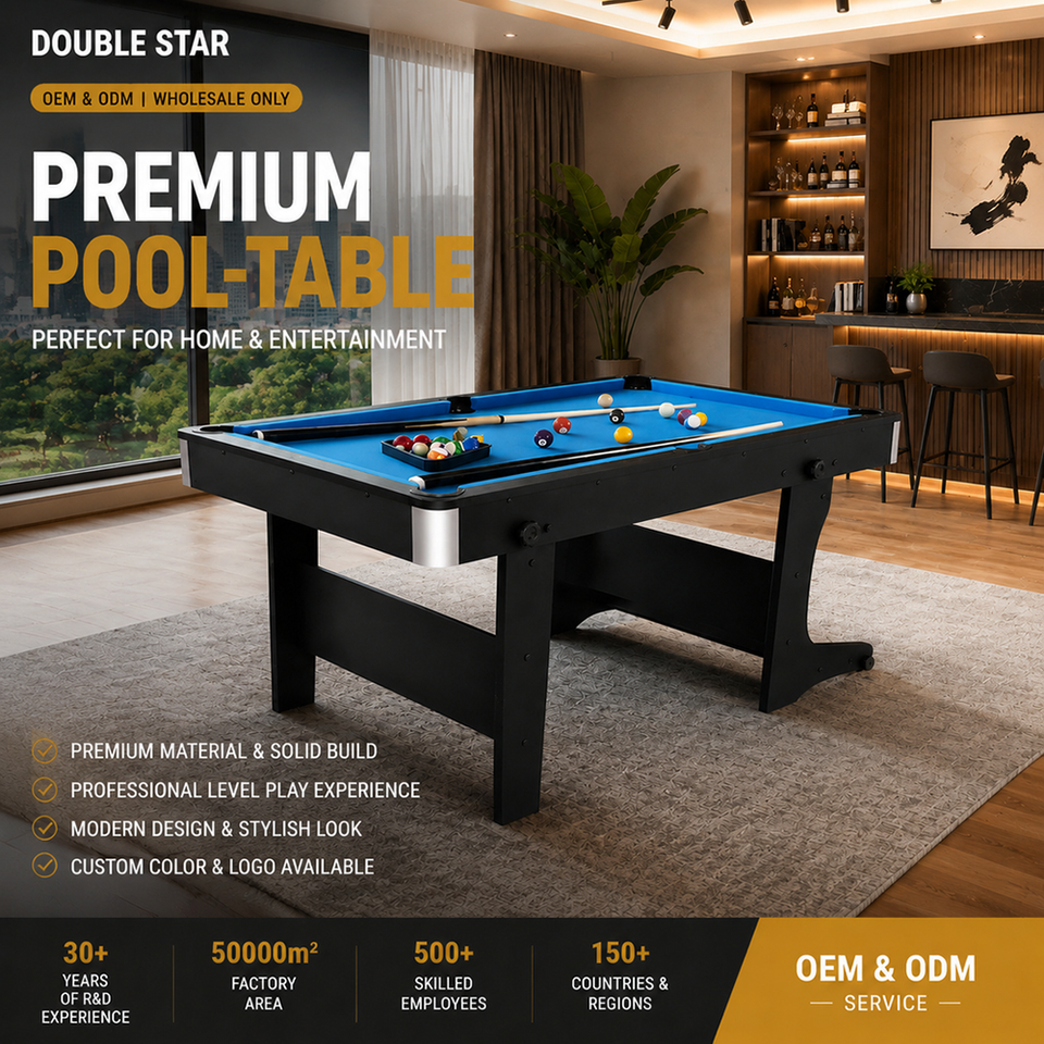 Foldable Pool Billiard Table 5ft/6ft – MDF & PVC Laminate, Portable for Villa