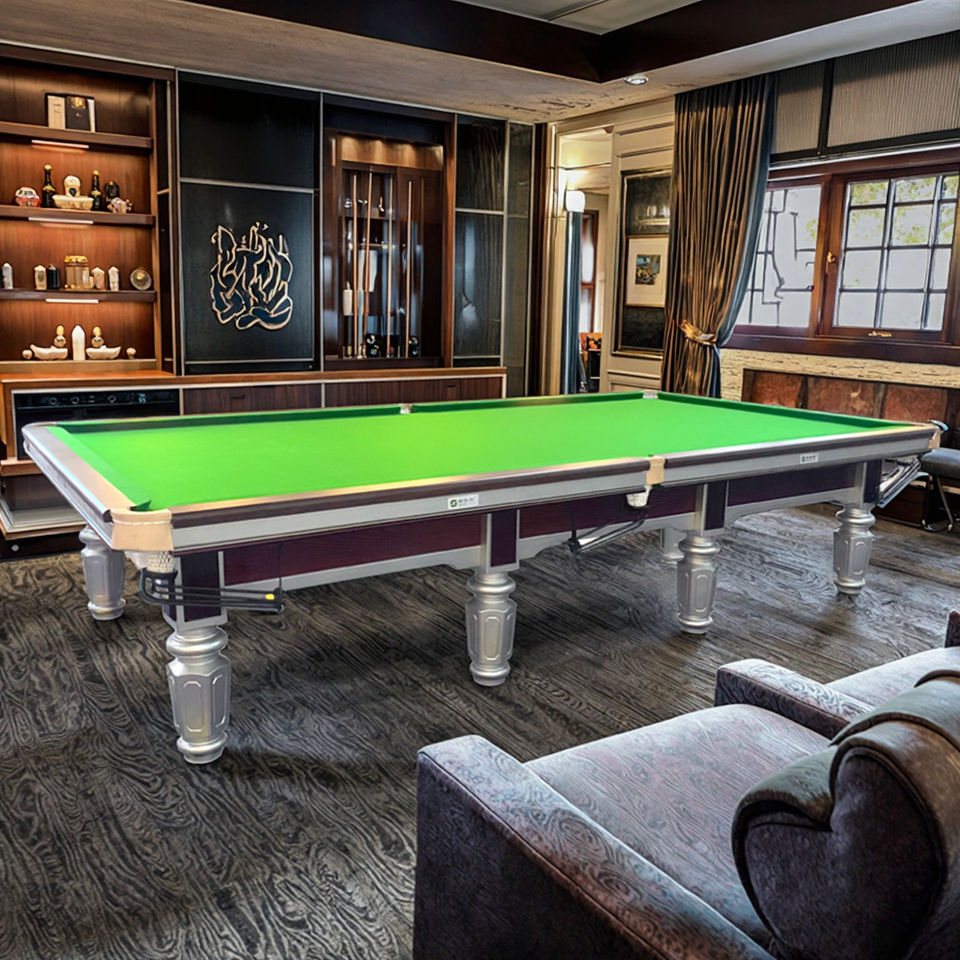 12ft Tournament Solid Wood Snooker Table with 45mm Slate Bed for Professional Clubs