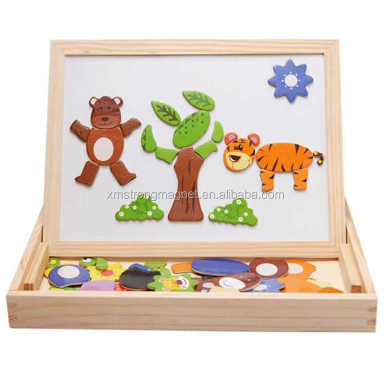 Wooden Multifunction Kids Animal Puzzle Magnetic Drawing Board Blackboard Educational Toy