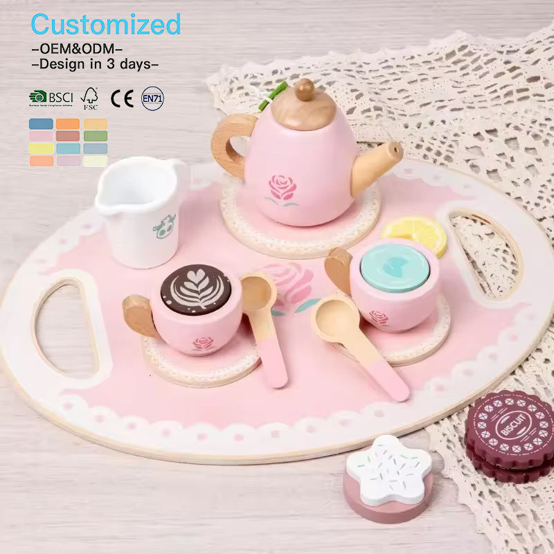 Montessori Wooden Kitchen Toy Set – Eco-Friendly Afternoon Tea Pretend Play for Ages 2-4 | OEM/ODM