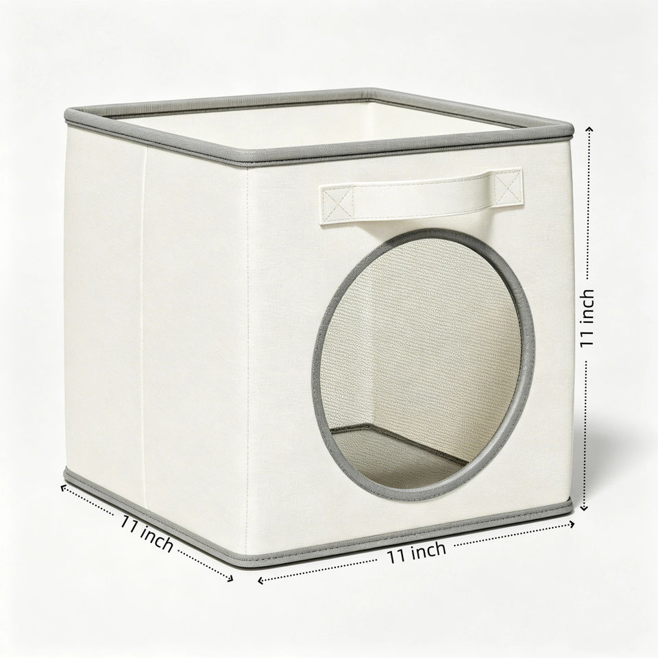 Foldable Fabric Storage Cube with Mesh Window - Dual-Use Toy & Clothes Organizer Bin