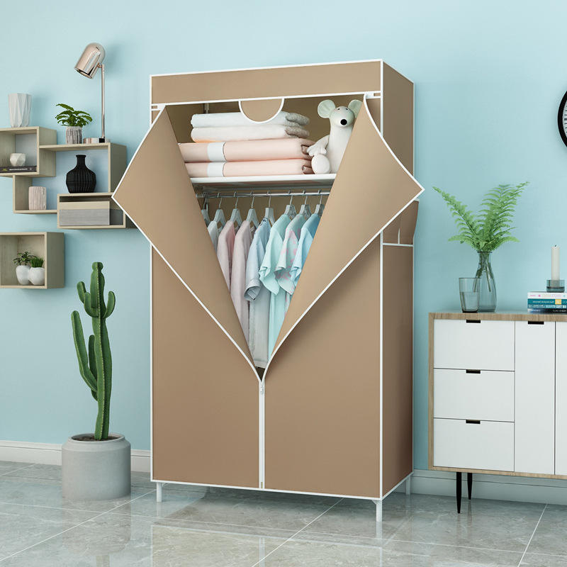 Foldable DIY Metal Multi Compartment Non-Woven Cloth Wardrobe - Portable Clothes Storage