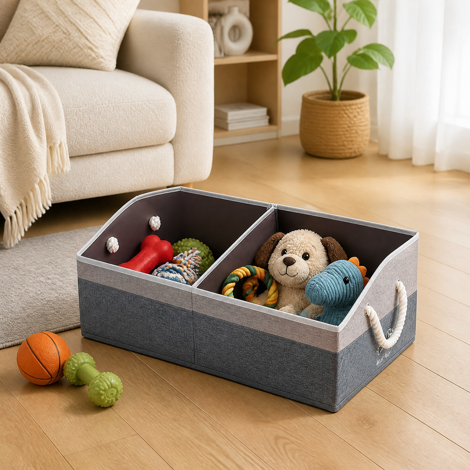 Collapsible Oxford Fabric Pet Storage Basket with Rope Handles | Wholesale Custom