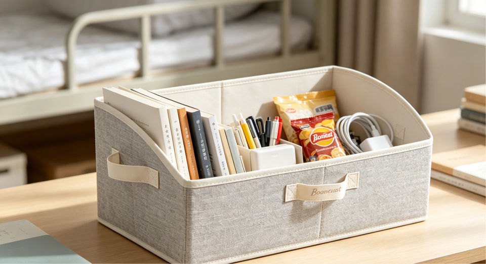 Trapezoid Fabric Storage Bin with Handles | Arc Opening Pantry Organizer