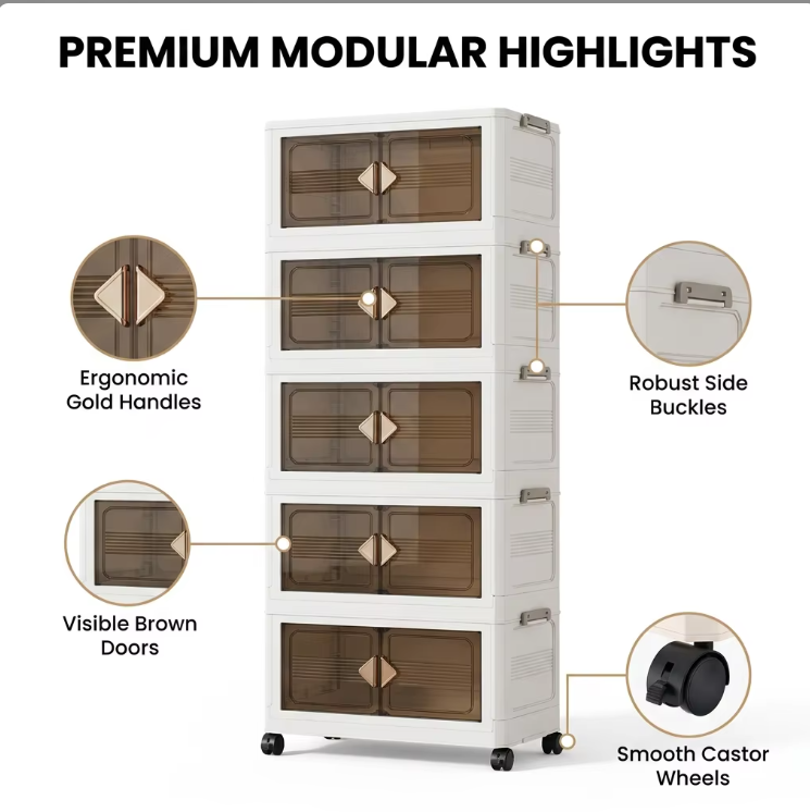 1-Layer Folding Storage Cabinet | Modular Plastic Organizer for Clothes, Toys, Shoes | Wholesale Supply