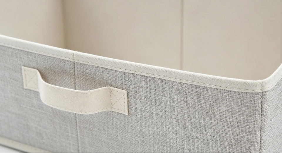 Trapezoid Fabric Storage Bin with Handles | Arc Opening Pantry Organizer