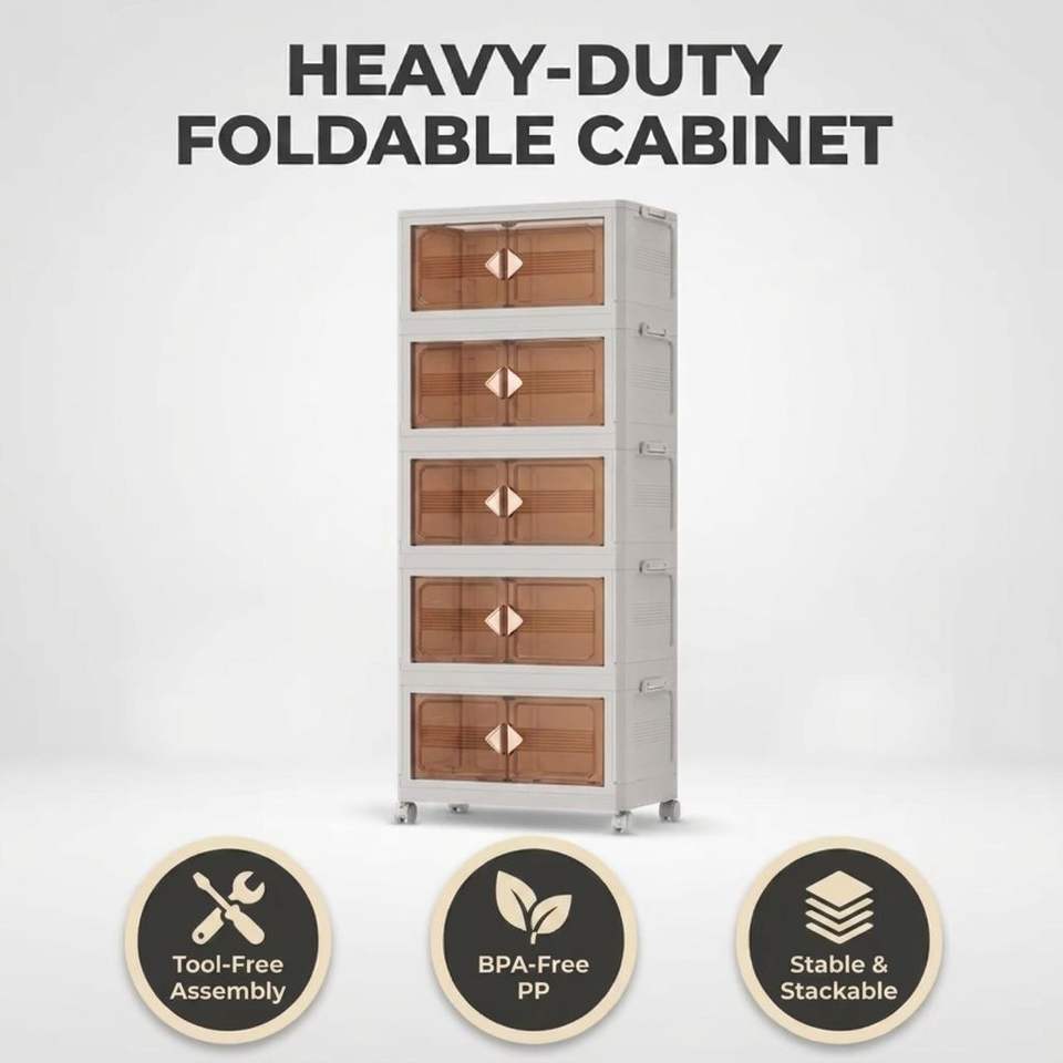 1-Layer Folding Storage Cabinet | Modular Plastic Organizer for Clothes, Toys, Shoes | Wholesale Supply