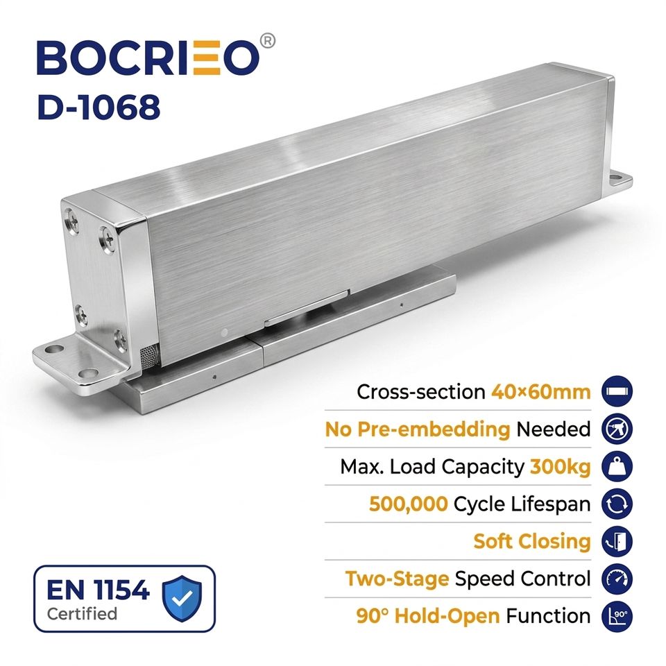 Heavy-Duty Off-Axis Hydraulic Door Closer | 45# Steel Floor Spring Hinge