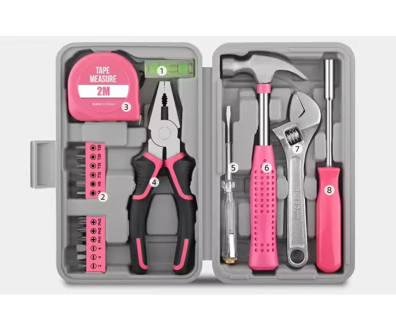 Multifunctional Household Toolbox Set with Screwdriver, Tape Measure, Wrench - Complete Manual Maintenance Kit