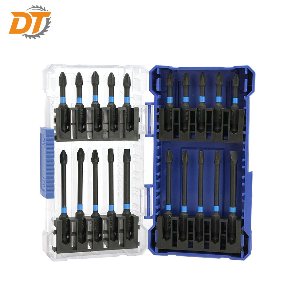 DT 20-Piece S2 Steel Impact Bit Set – High Hardness Black Manganese Phosphate with Color Rings for Power Tools