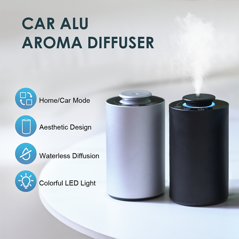 CNUS CAR ALU Portable Car Scent Diffuser, Mini USB Aroma Oil Diffuser Machine for Vehicle, Custom Logo Available