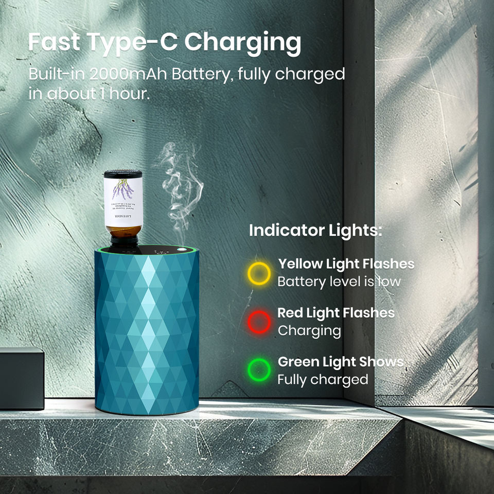 OEM Waterless Car Aroma Diffuser | 2000mAh Portable Essential Oil Diffuser