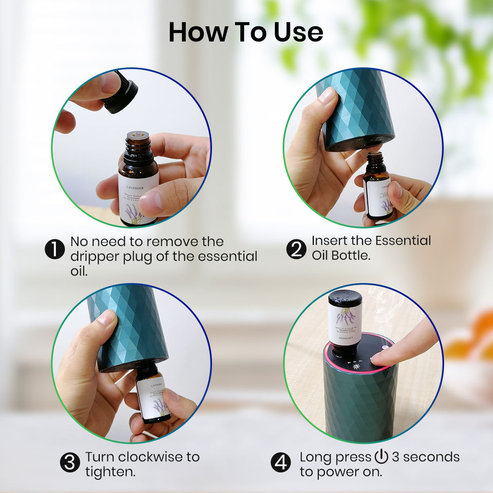 OEM Waterless Car Aroma Diffuser | 2000mAh Portable Essential Oil Diffuser
