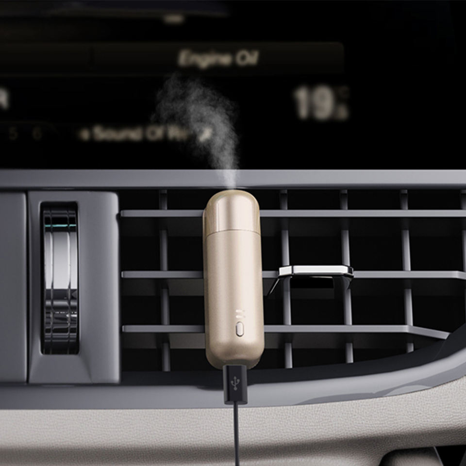 SCENTA OEM Car Vent Clip Aroma Diffuser Mini USB Rechargeable Plastic CE Certified