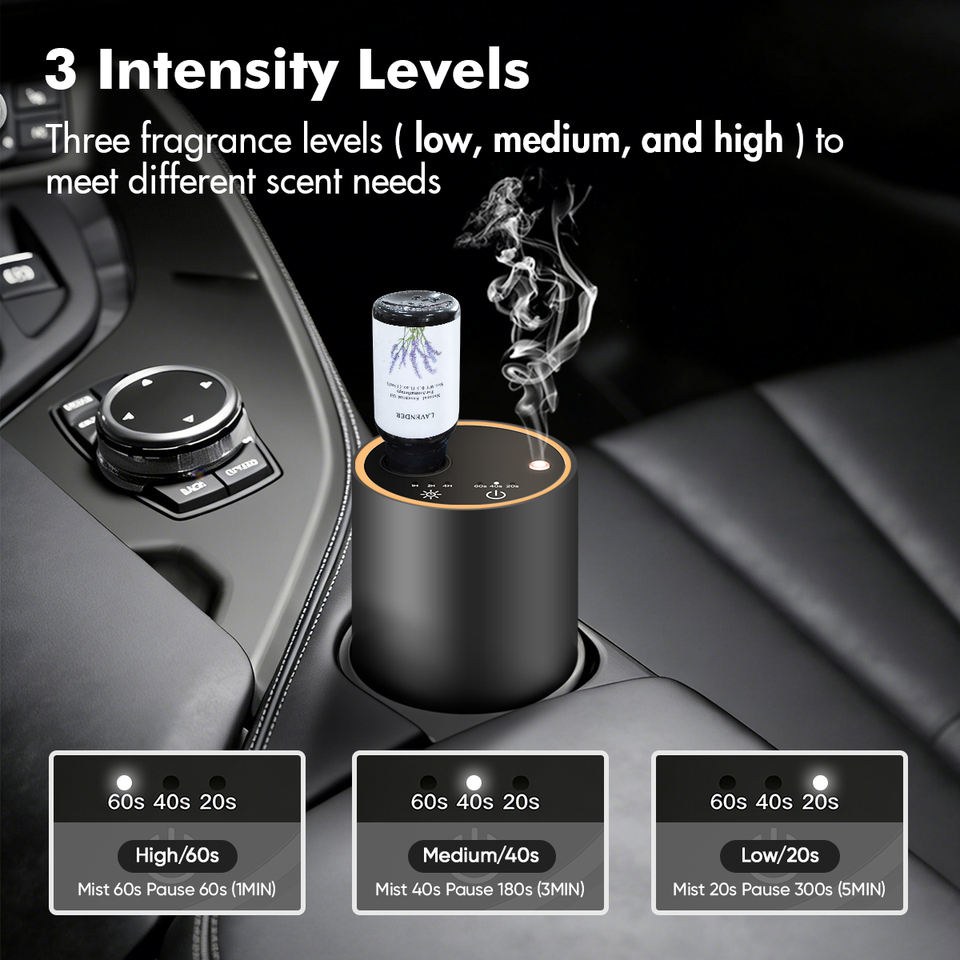 Type-C Rechargeable Mini Car Diffuser 20ml Waterless Aromatherapy Essential Oil Scent Machine