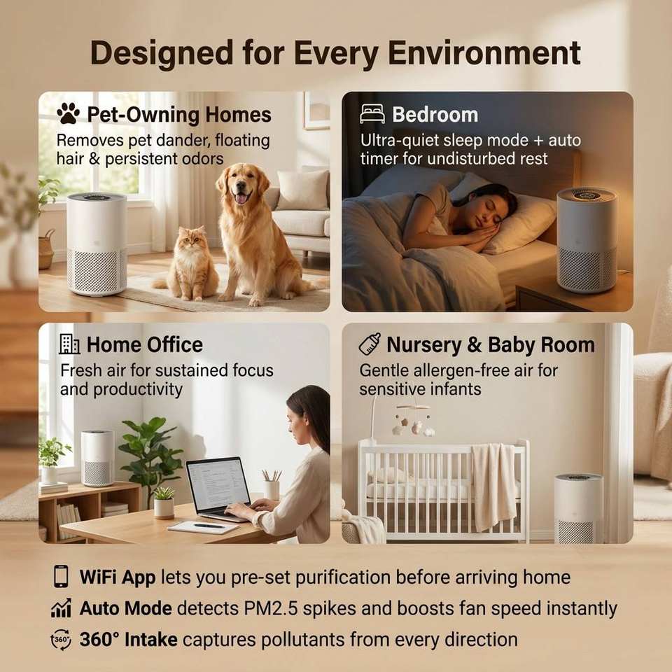 Portable Electric Desktop Air Purifier - Plastic, Static Type for Home & Car