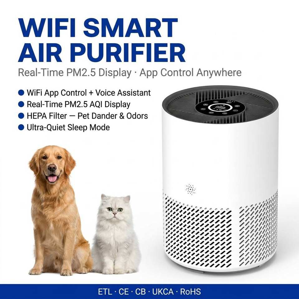 Portable Electric Desktop Air Purifier - Plastic, Static Type for Home & Car