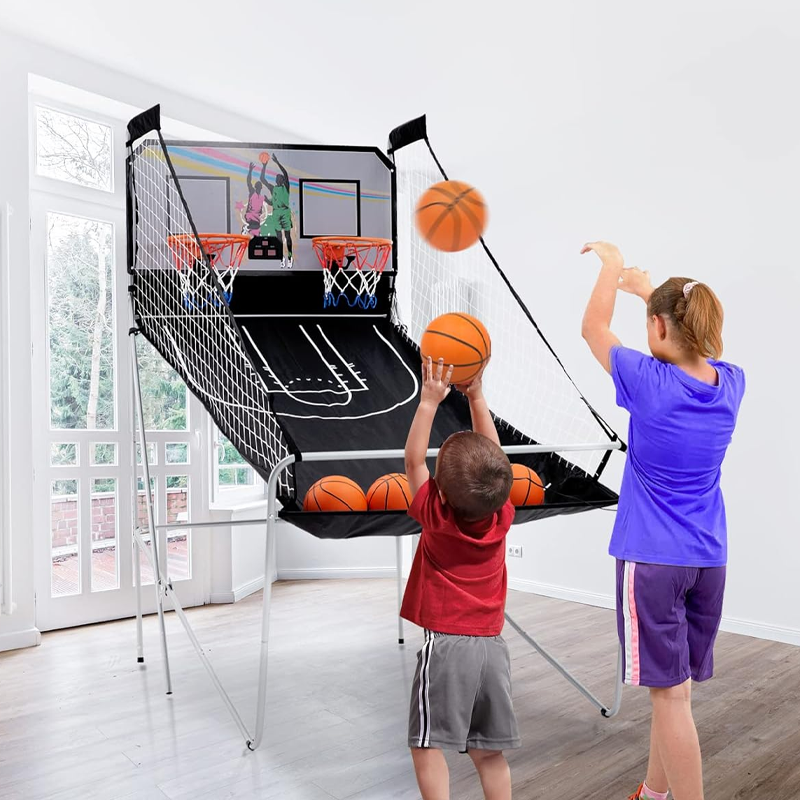 Double Coin Operated Basketball Arcade Game Machine | MDF & Metal | 2-Player Family Fun