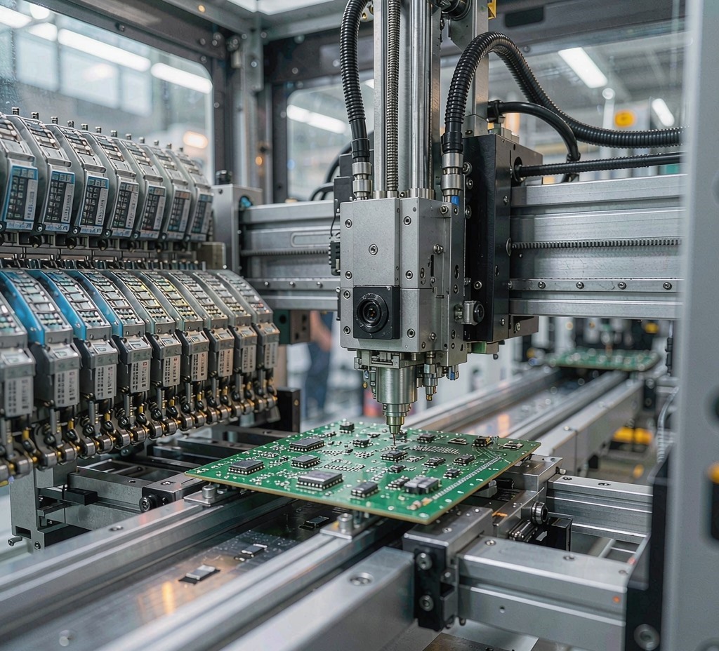 SMT placement line for passive and active components