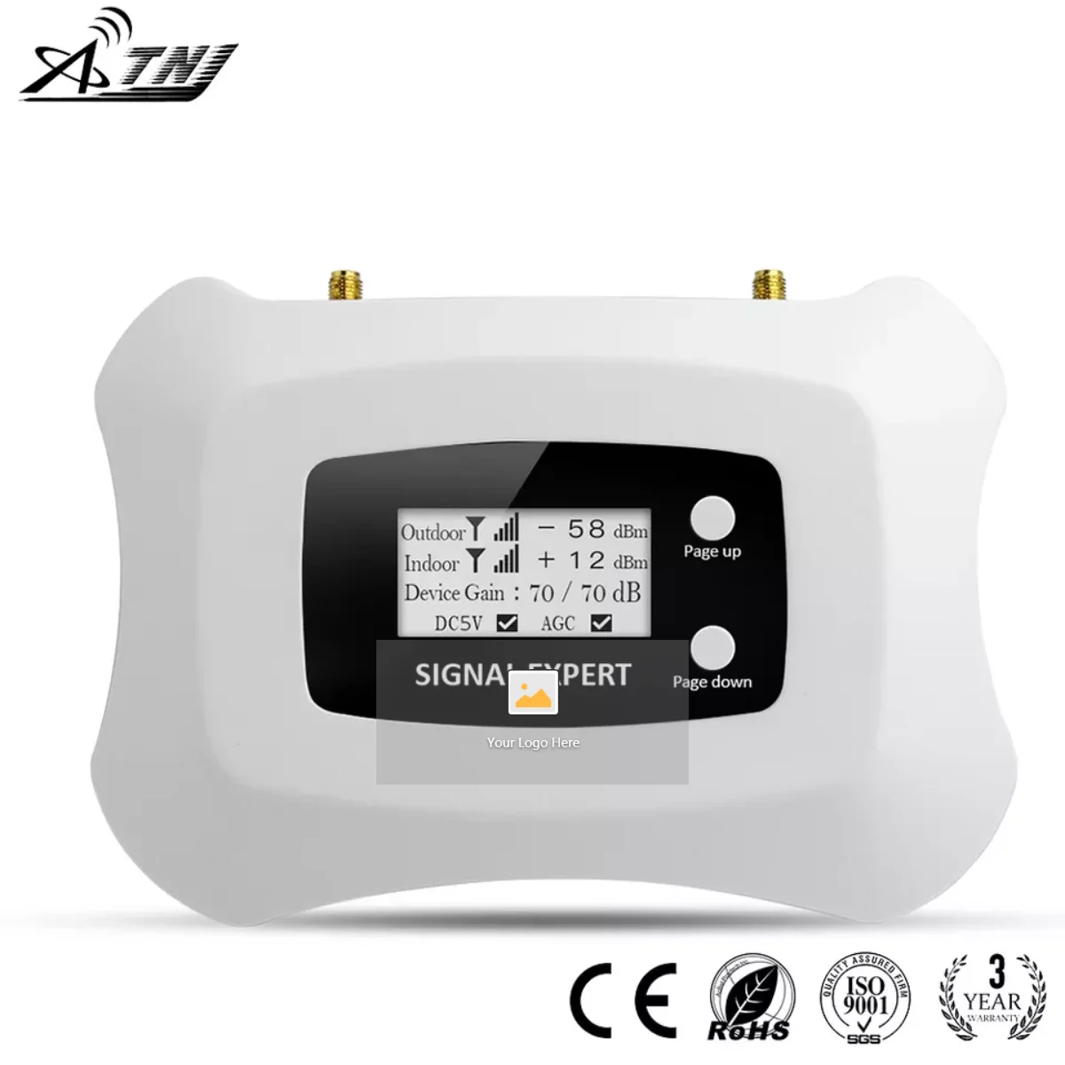 ATNJ PCS 1900MHz 2G Signal Repeater - 70dB Gain, 300m² Coverage