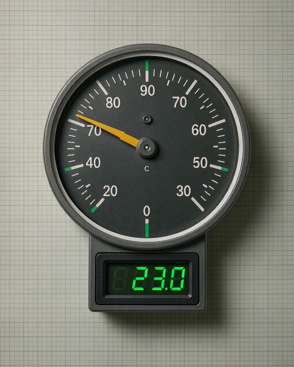 Precision dial thermometer with a digital reference readout