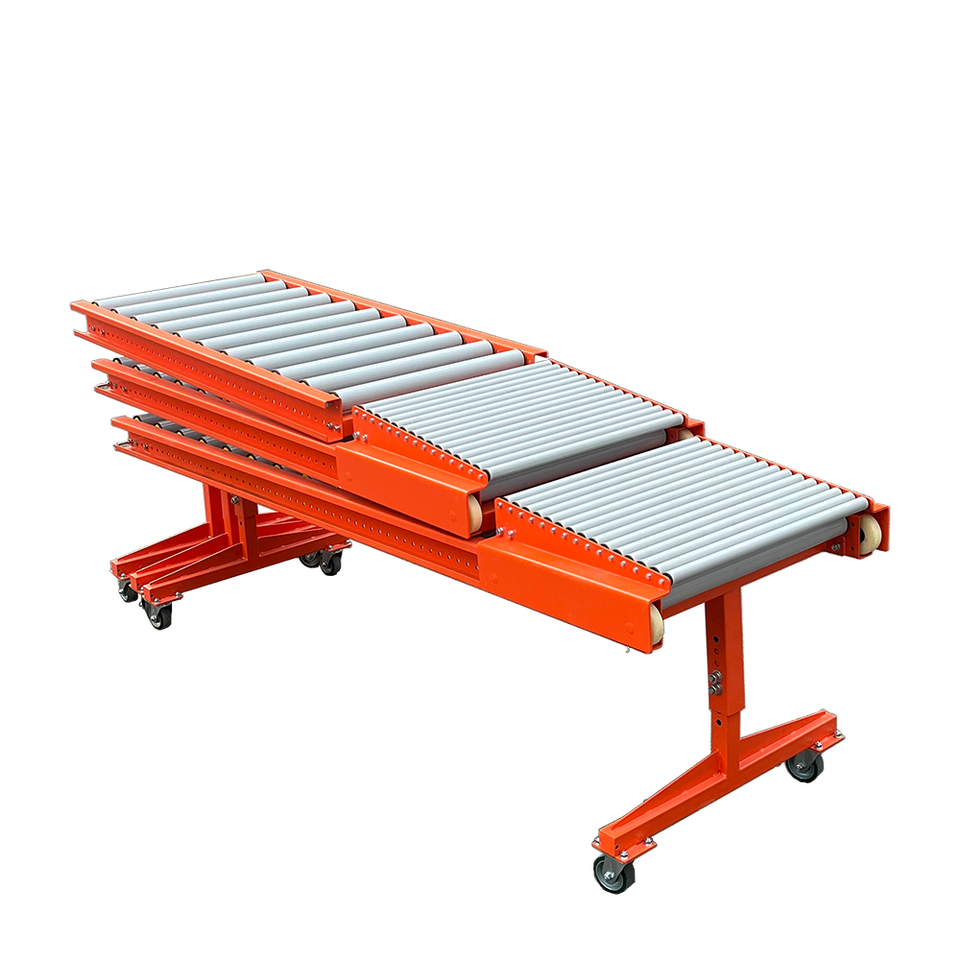 Flexible Carbon Steel Roller Conveyor for Container Offloading | Manual Material Handling