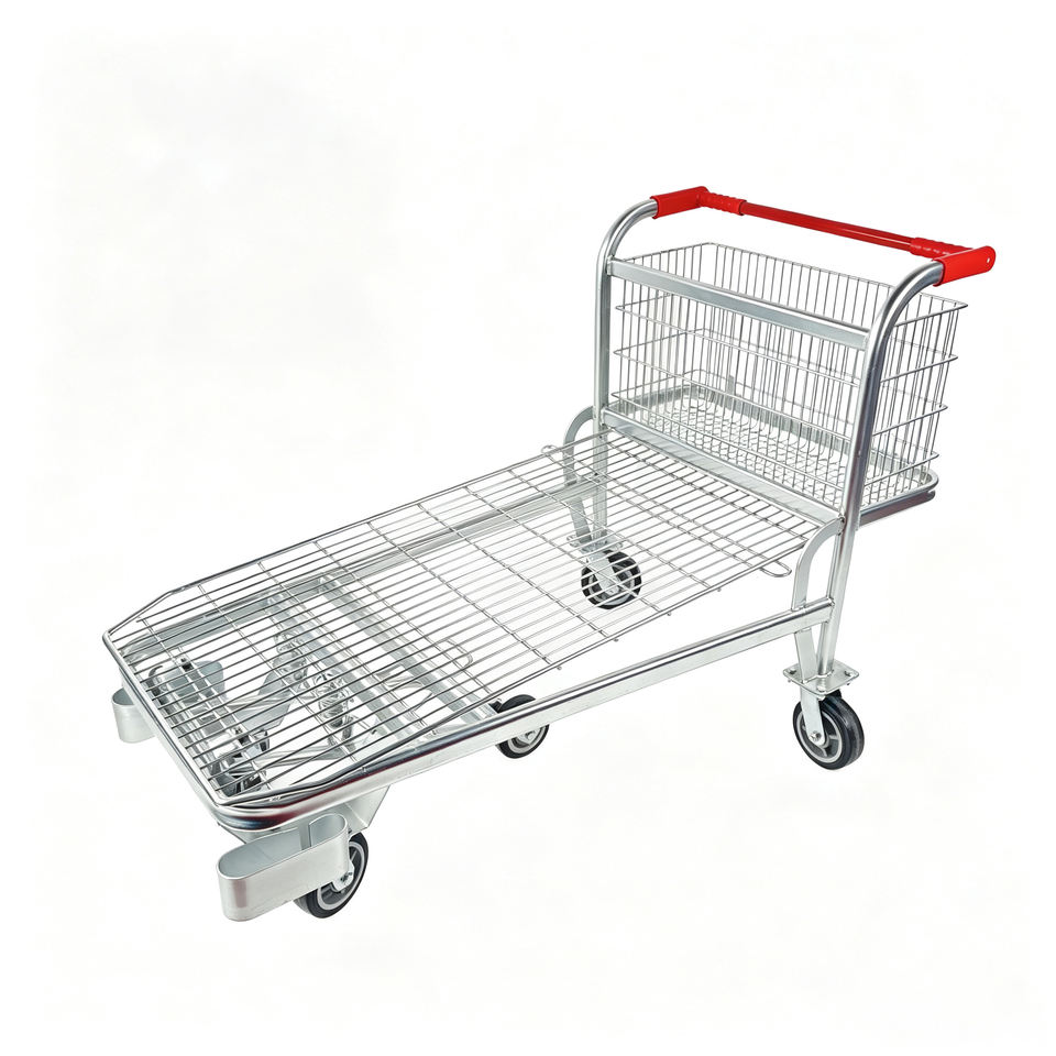 Five-Wheel Material Handling Dolly with Galvanized Steel Frame for Warehouse Use