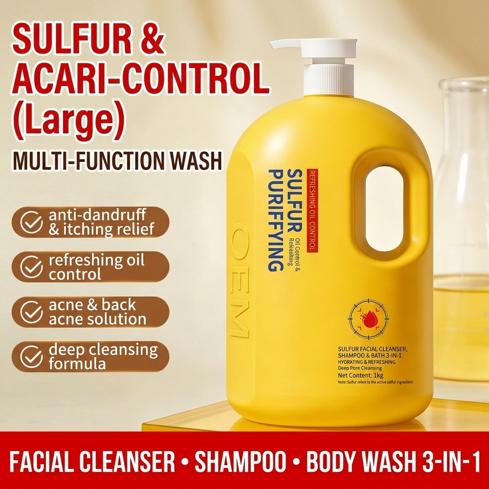 Sulfur Shower Gel Body Wash - Large Capacity, Anti-Mite, Oil Control, Refreshing & Gentle - OEM Manufacturer