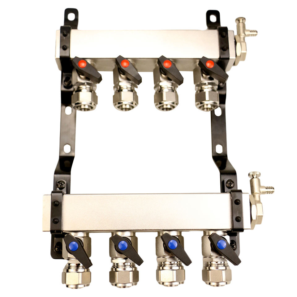 Stainless Steel 304 Hydronic Heating Manifold Set with Manual Ball Valves - 1