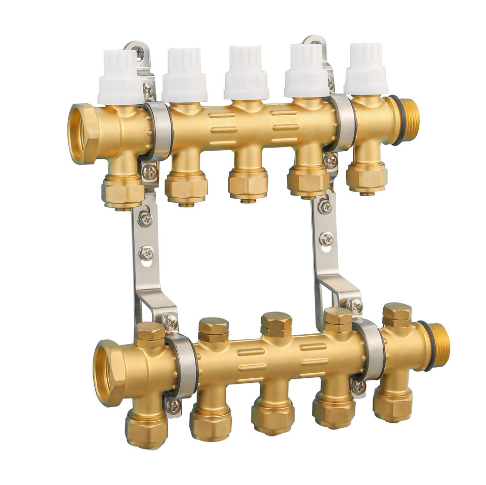 CE Certified Brass Hydronic Manifold | 16 Bar Thermostatic Cartridge | 2-13 Loops