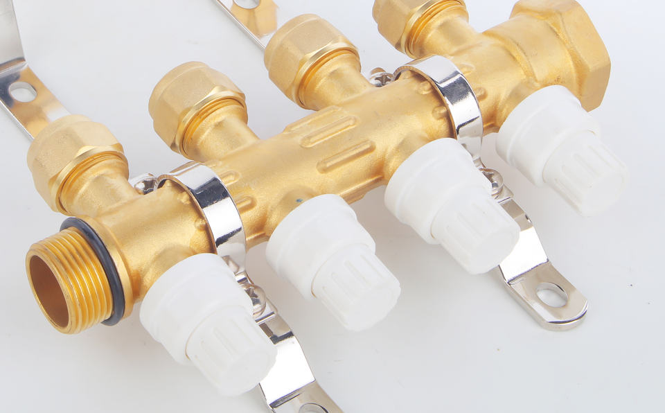 CE Certified Brass Hydronic Manifold | 16 Bar Thermostatic Cartridge | 2-13 Loops