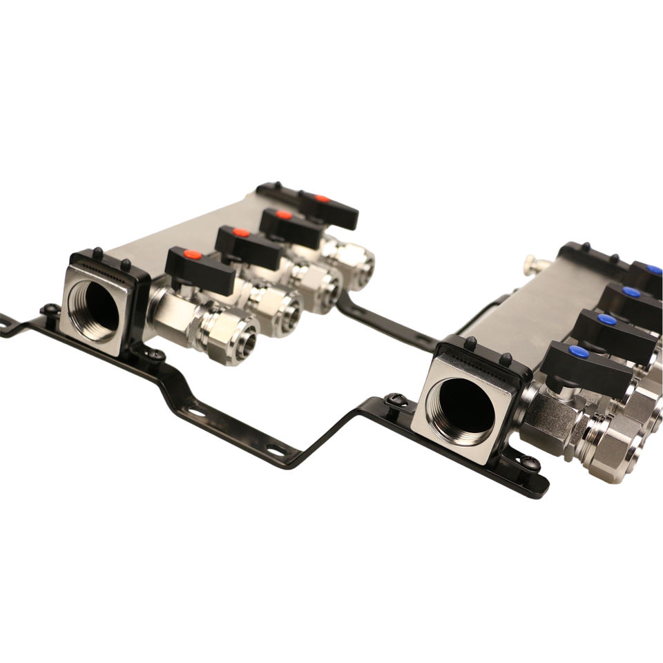 Stainless Steel 304 Hydronic Heating Manifold Set with Manual Ball Valves - 1