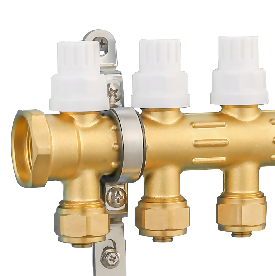 CE Certified Brass Hydronic Manifold | 16 Bar Thermostatic Cartridge | 2-13 Loops