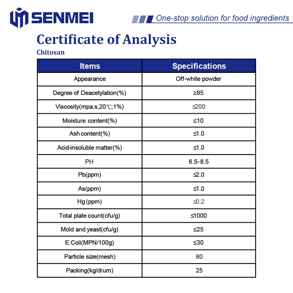 Food Grade Water Soluble Chitin Chitosan Powder 99% Purity