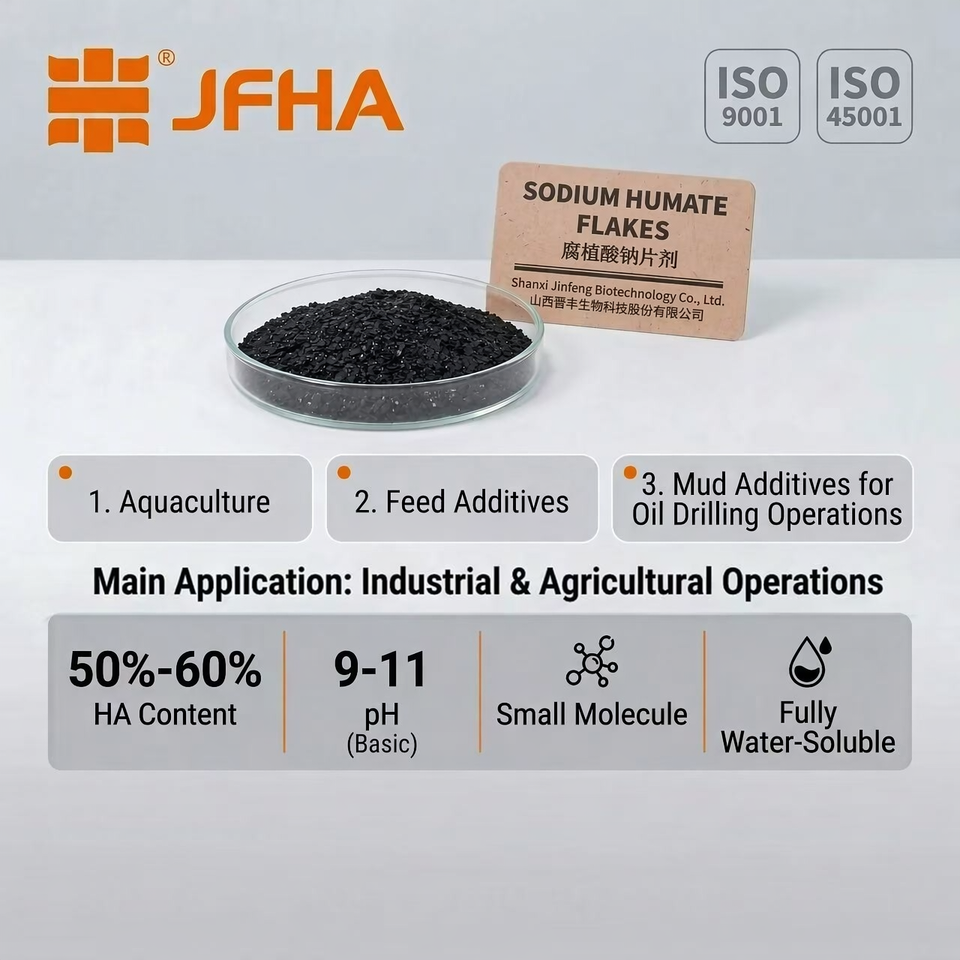 Sodium Humate Flakes 51%-60% Water Soluble Aquaculture Feed Additive 25kg