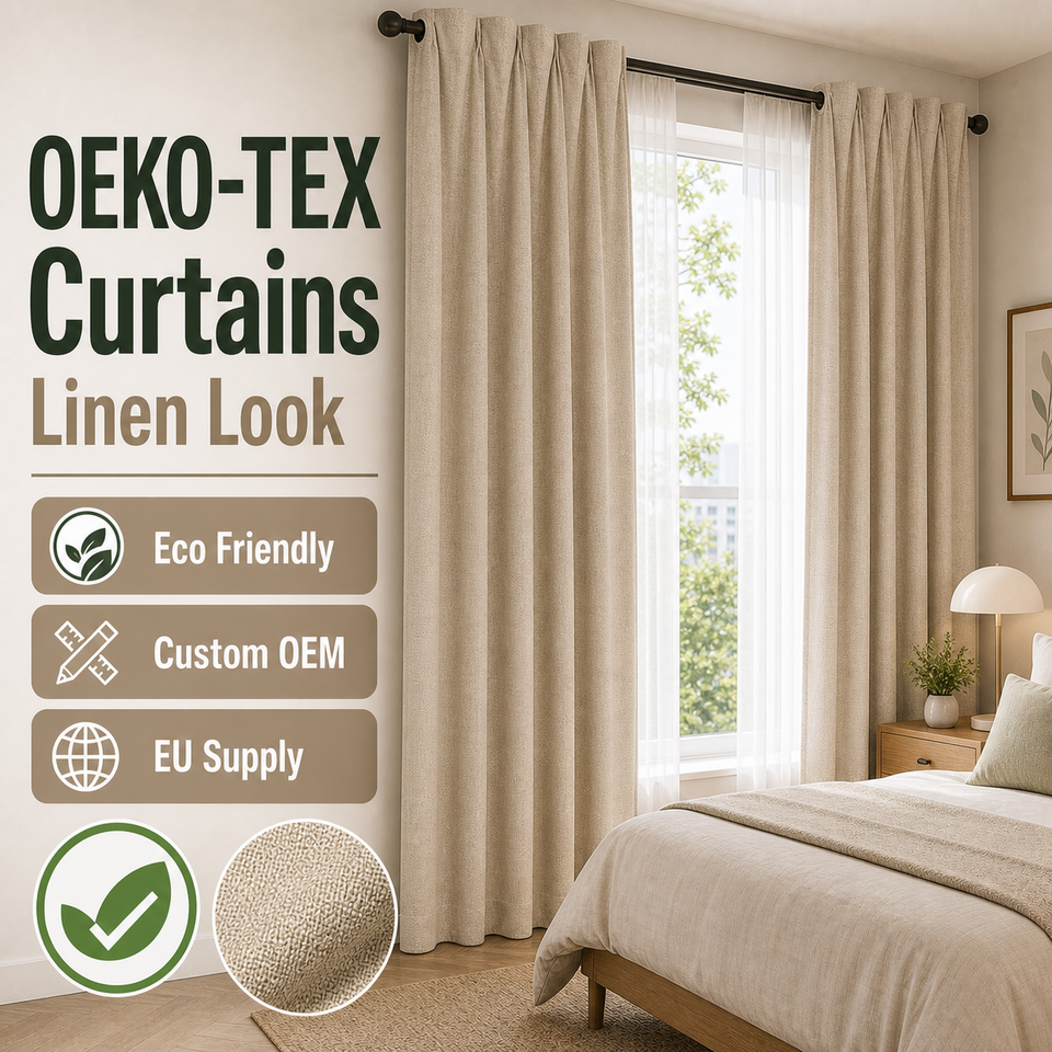 OEKO-TEX Certified Blackout Curtains | Linen Look OEM Eco-Friendly Wholesale